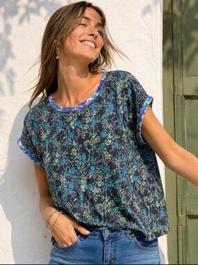 Little Journeys Chicago Moet Shoji Floral Patchwork Fairycore Top Size Medium